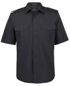 JB's S/S Epaulette Shirt -L  -BLACK