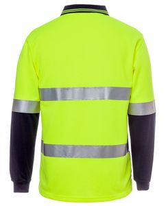 JB's HI VIS L/S (D+N) COTTON BACK POLO-4XL-LIME/NAVY