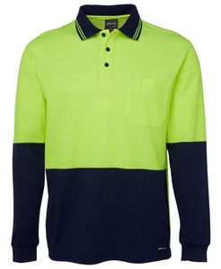 JB's HV L/S COTTON BACK POLO-2XL-LIME/NAVY