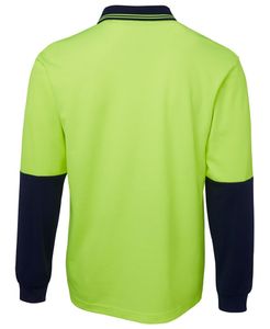 JB's HV L/S COTTON BACK POLO-2XL-LIME/NAVY