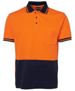 JB's HV S/S COTTON BACK POLO-3XL-LIME/NAVY