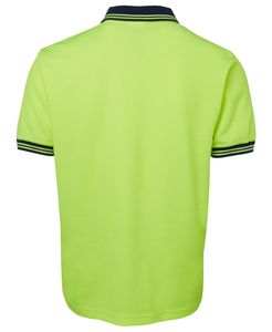 JB's HV S/S COTTON BACK POLO-3XL-LIME/NAVY