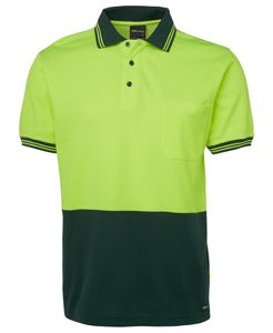 JB's HV S/S COTTON BACK POLO-3XL-LIME/NAVY