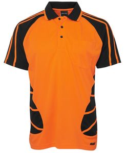 JB's HV S/S SPIDER POLO-L-ORANGE/BLACK