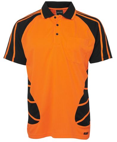 JB's HV S/S SPIDER POLO-L-ORANGE/BLACK