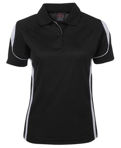 JB's PDM LADIES BELL POLO-10-BLACK/CHARCOAL