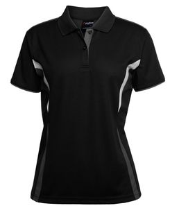 JB's PODIUM LADIES COOL POLO-14-BLACK/CHARCOAL