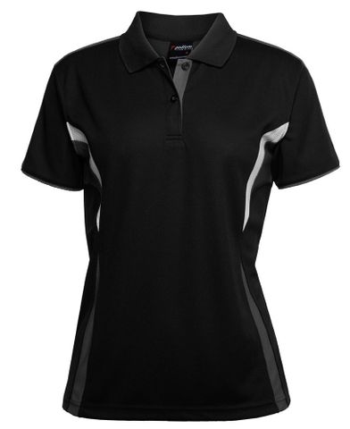 JB's PODIUM LADIES COOL POLO-14-BLACK/CHARCOAL