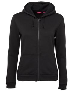 JB's LADIES P/C FULL ZIP FLEECY HOODIE-10-BLACK