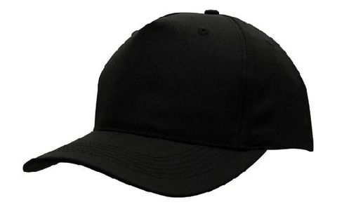 Breathable Poly Twill 5 Panel Cap-one size-BLACK