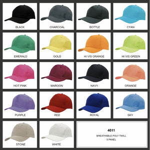 Breathable Poly Twill 5 Panel Cap