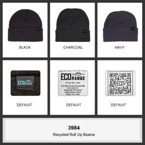 Recycled Roll Up Down Beanie-one size-Charcoal