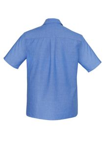 Wrinkle Free Chambray Mens S/S Shirt-L  -BLUE