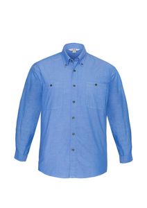 Wrinkle Free Chambray Mens L/S Shirt-L  -BLUE