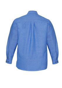 Wrinkle Free Chambray Mens L/S Shirt-L  -BLUE