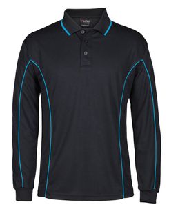 JB's PIPING L/S POLO               -2XL-BLACK/AQUA