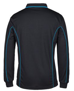 JB's PIPING L/S POLO               -2XL-BLACK/AQUA