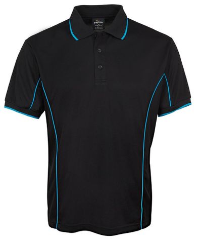 JB's PIPING S/S POLO               -2XL-BLACK/AQUA