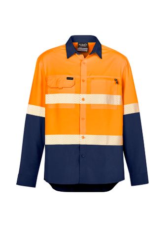 SYZMIK Mens Hi Vis Outdoor Segmented Tape L/S Shirt-2XL-YELLOW/NAVY