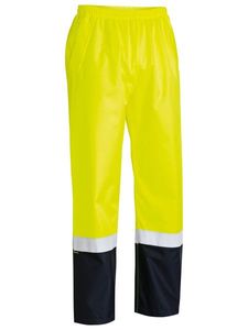 Bisley Taped two Tone Hi Vis Shell Rain Pant-2XL-ORANGE/NAVY