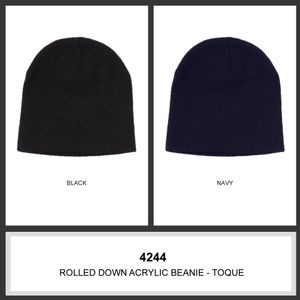 Rolled Down Acrylic Beanie-One Size-Black