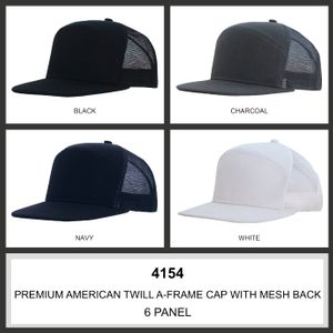 Premium American Twill A Frame Cap with Mesh Back-One Size-Navy