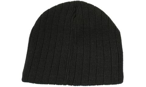 Cable Knit Beanie-One Size-Black
