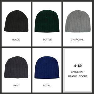 Cable Knit Beanie-One Size-Black