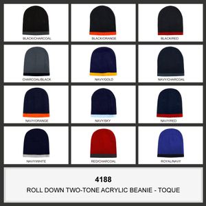 Roll Down Two Tone Acrylic Beanie