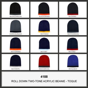 Roll Down Two Tone Acrylic Beanie