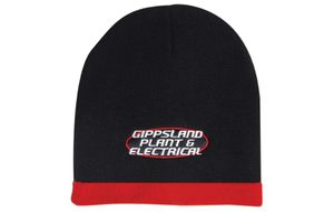 Roll Down Two Tone Acrylic Beanie-One Size-Red/Charcoal