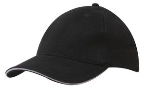 Brushed Heavy Cotton Cap with Sandwich Trim-One Size-Black/White