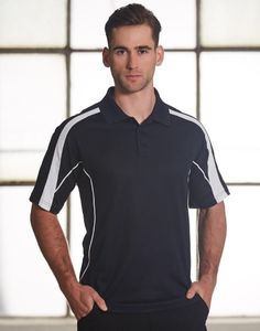 Legend Mens Polo-L-WHITE/LIGHT GREEN