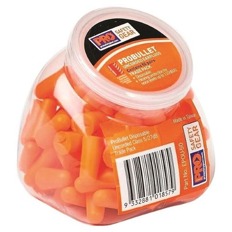 PRO-BULLET PU EARPLUGS UNCORDED - TUB OF 50 PAIRS