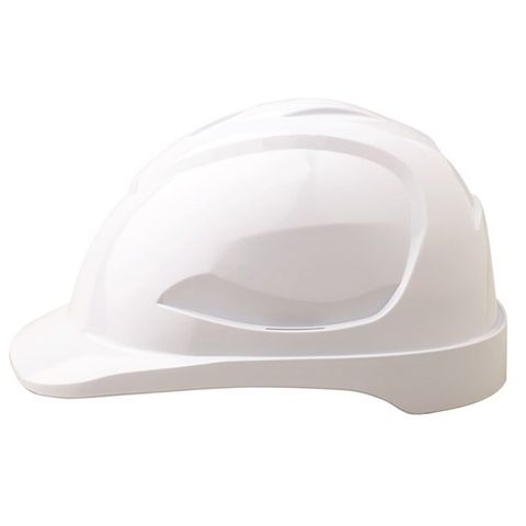 HARD HAT - UNVENTED, 6 POINT PUSH-LOCK HARNESS-WHITE