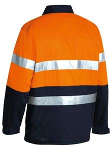 Bisley 2 Tone Hi Vis Drill Jacket 3M Reflective Ta-2XL-ORANGE/NAVY