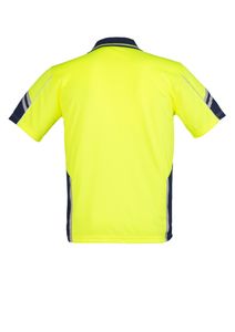 SYZMIK Mens Hi Vis Squad S/S Polo-L-YELLOW/NAVY