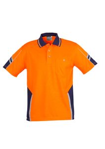 SYZMIK Mens Hi Vis Squad S/S Polo-L-YELLOW/NAVY