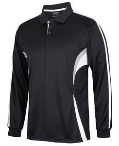 JB's PODIUM COOL POLO L/S-L-BLACK/WHITE/GREY