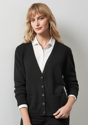 Woolmix Ladies Cardigan                           -L  -BLACK