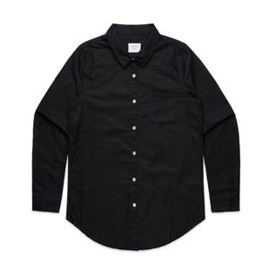 Womens Oxford  Shirt-L-BLACK