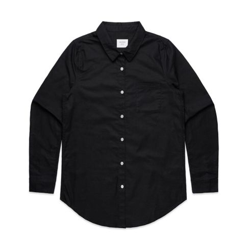 Womens Oxford  Shirt-L-BLACK