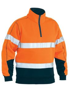 Bisley Hi Vis Fleece Pullover Taped               -2XL-ORANGE/NAVY