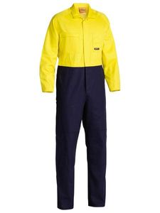 Bisley Hi Vis Drill Coverall       -102R-ORANGE/NAVY