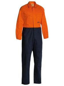 Bisley Hi Vis Drill Coverall       -102R-ORANGE/NAVY