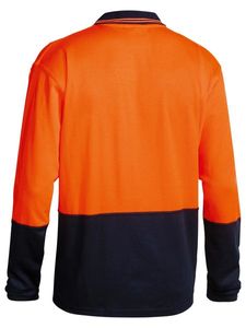 Bisley 2 Tone Hi Vis Polo Shirt - Long Sleeve     -M  -ORANGE/NAVY