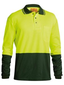 Bisley 2 Tone Hi Vis Polo Shirt - Long Sleeve