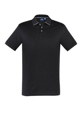 MENS ASHTON POLO-M-BLACK/SILVER