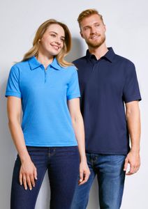 MENS MICRO WAFFLE POLO                            -L  -BLACK