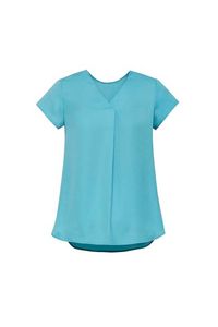 LADIES KAYLA V-NECK PLEAT BLOUSE-14  -AUBURN